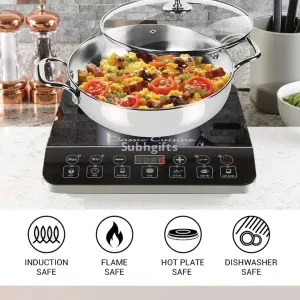 Stainless Steel Kadhai with Glass Lid