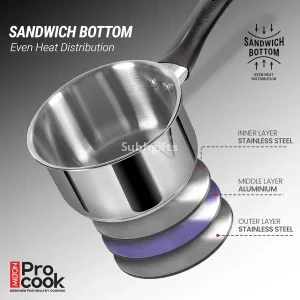 Stainless Steel Sandwich Bottom Induction 4 pcs Kitchen Set