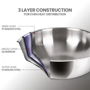 Triply Stainless Steel 3 Pcs Induction Cookware Set